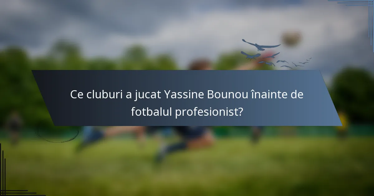 Ce cluburi a jucat Yassine Bounou înainte de fotbalul profesionist?