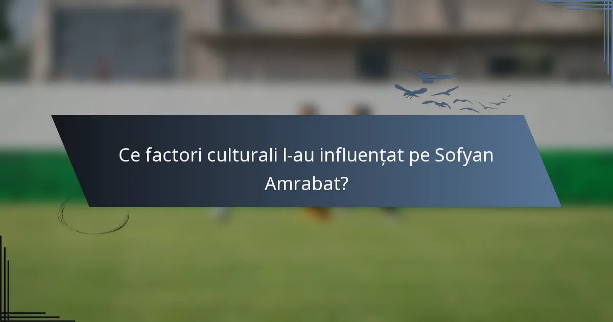 Ce factori culturali l-au influențat pe Sofyan Amrabat?