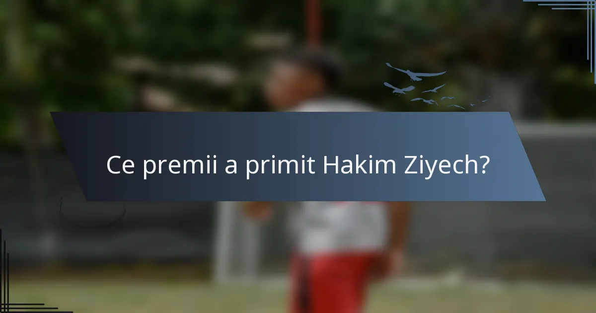 Ce premii a primit Hakim Ziyech?