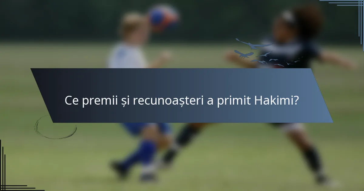 Ce premii și recunoașteri a primit Hakimi?