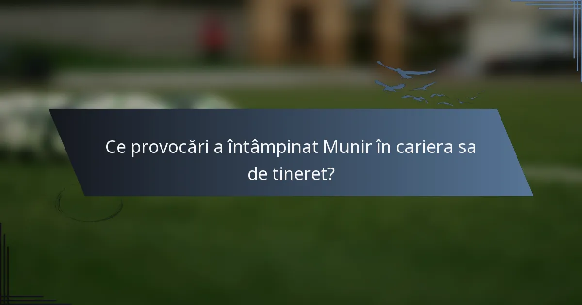 Ce provocări a întâmpinat Munir în cariera sa de tineret?